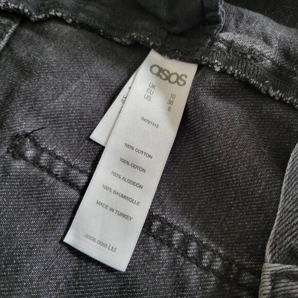 ASOS Black Denim Mini Skirt Women’s US 6 High Rise 100% Cotton - Picture 3 of 6